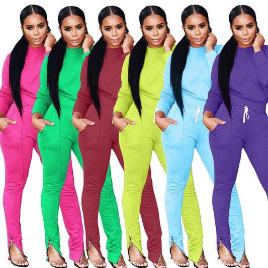 Winter Two Piece Strazy Set Womens set Long sleeve TShirt pants suit Casual tracksuit outfit Sweatsuit Sporty