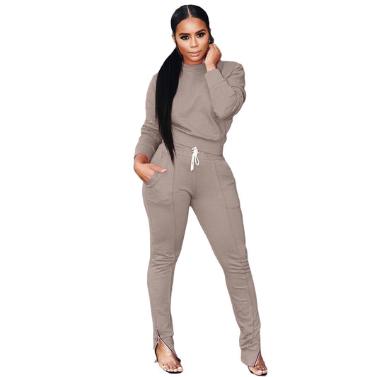 Winter Two Piece Strazy Set Womens set Long sleeve TShirt pants suit Casual tracksuit outfit Sweatsuit Sporty